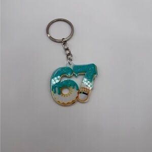 Colorful Number 67 Keychain